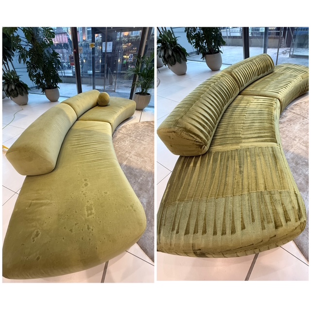 Professional office sofa cleaning in Waterloo London removing stains and restoring commercial seating