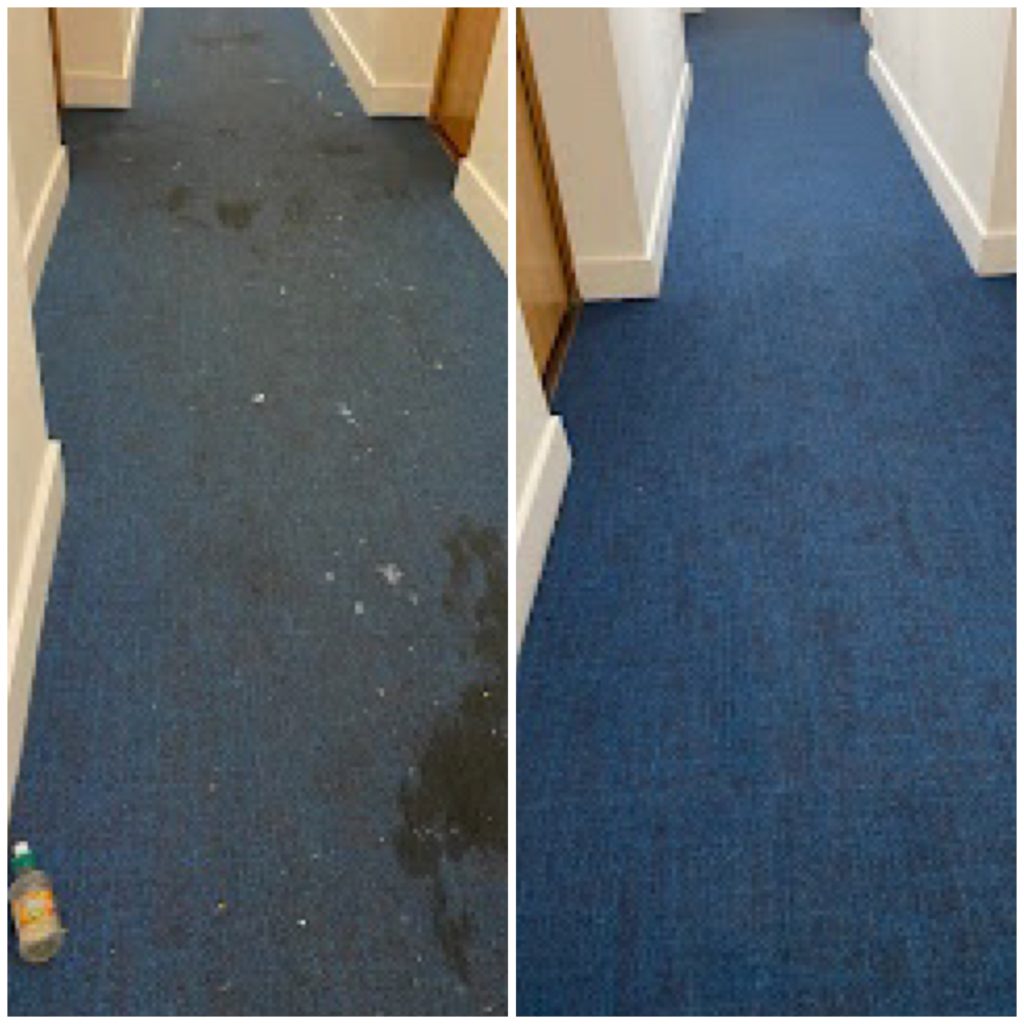 Hallway carpet cleaning before and after in Soho London