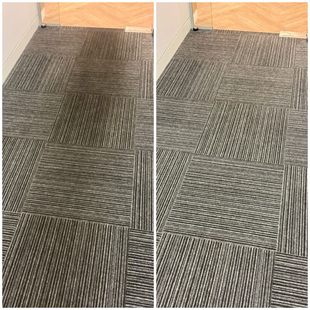 Carpet tiles before and after cleaning in Bexleyheath