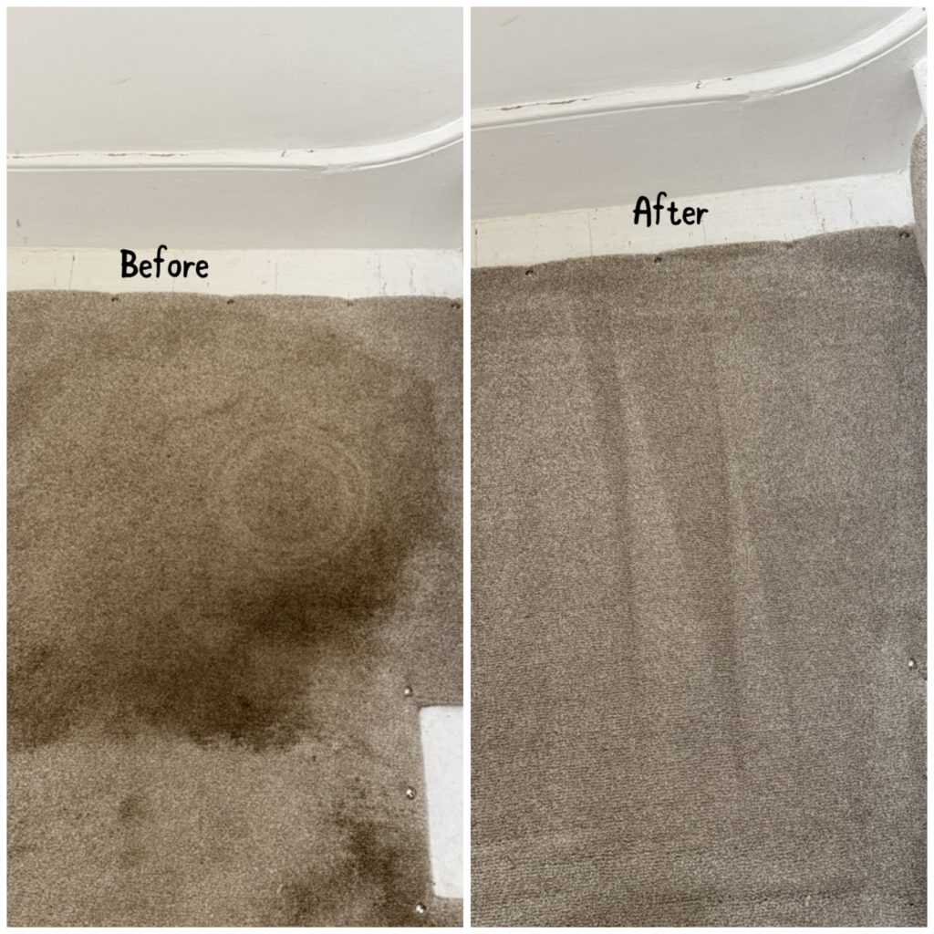 Before and after carpet stain removal in Bexleyheath